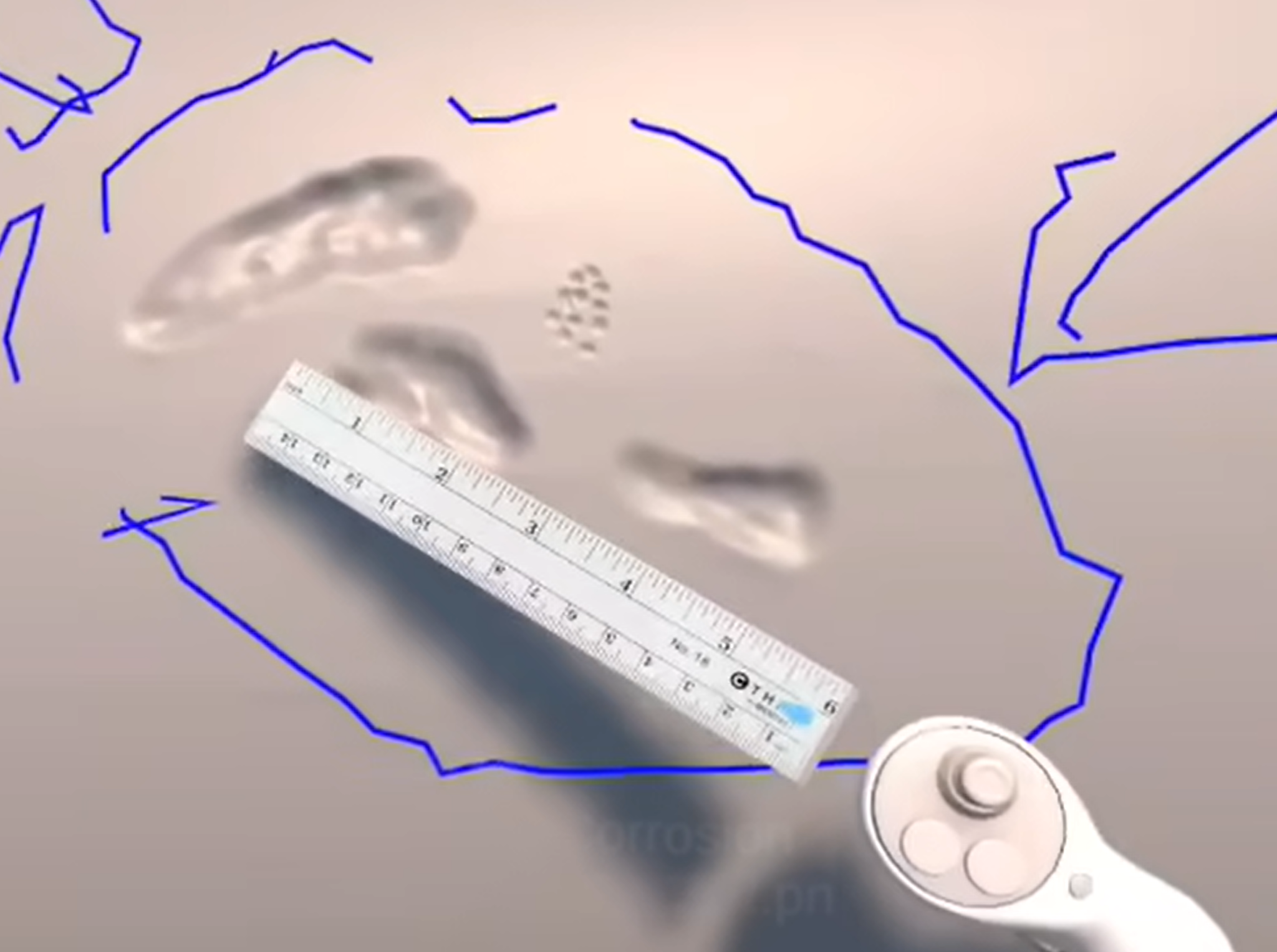 ABI API practical showing simulated damage and a measurement tool
